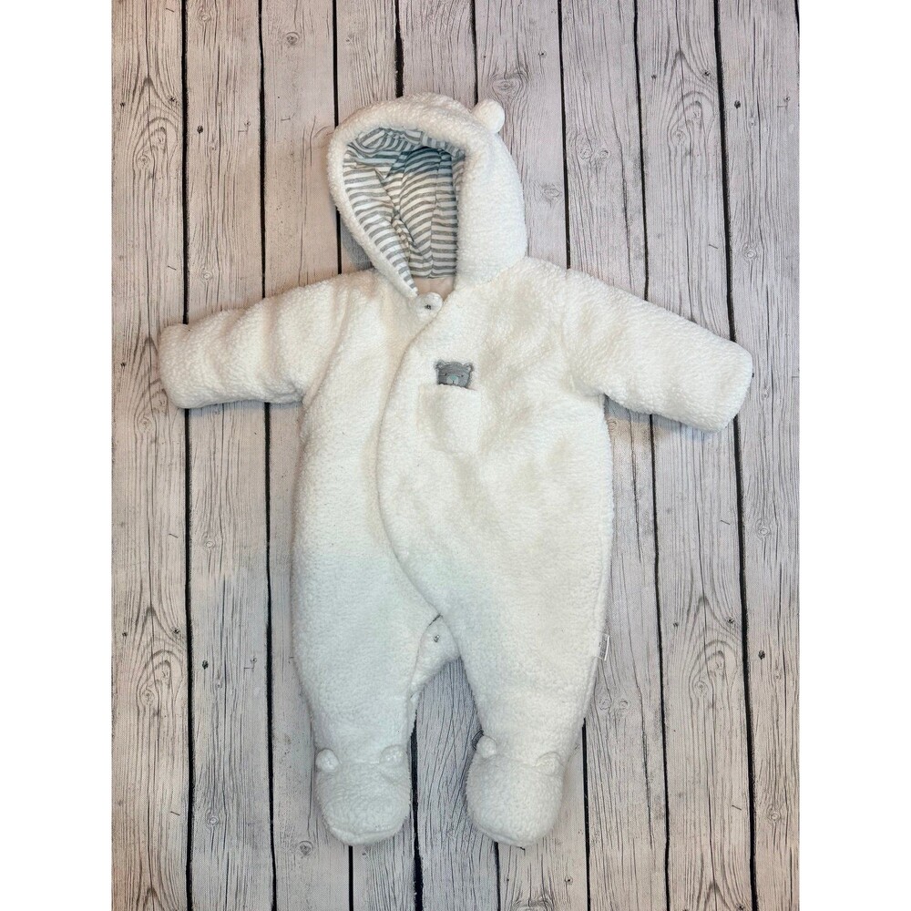White 3-6 month baby snowsuit